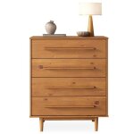 Commode tecca l 80 cm avec 4 tiroirs en bois massif coloris ch�ne meuble de rangement pour v�tements ...