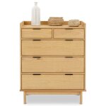 Commode tepera l 74 cm avec 5 tiroirs en bois massif finition laqu�e meuble de rangement pour v�tements ...