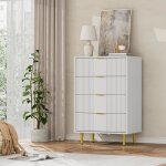 Commode � tiroirs - lunsy - 4 tiroirs - 60x40x94 cm - blanc - syst�me anti - basculement - poign�es en ...