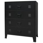 Commode - m�tal - style industriel - 4 tiroirs - 78 x 40 x 93 cm - noir