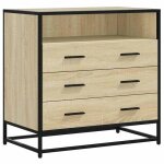 Commode � tiroirs - vidaxl - ch�ne sonoma - 70x41x70 cm - bois ding�nierie - 3 tiroirs - style moderne ...
