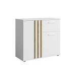 Commode varia - 2 portes et 1 tiroir - design moderne coloris blanc et ch�ne artisan