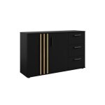 Commode varia - 2 portes et 3 tiroirs - design moderne coloris noir et ch�ne artisan