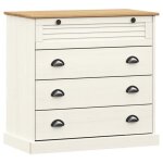 Commode - ashata - vigo - bois massif de pin - 4 tiroirs - blanc - 80x40x76 cm