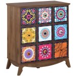 Commode vintage multicolore kuma - beliani - bois - panneaux de particules - tiroir(s) - finition mate ...