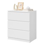 Commode woltu - 3 tiroirs rangement - chiffonnier blanc - en bois d?ing�nierie - 60x40x70cm