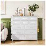 Commode de chambre commode � 12 tiroirs en tissu pochettes lat�rales cadre m�tal meuble tv armoire meuble ...