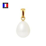 Compagnie gnrale des perles - pendentif articule vritable perle de culture poire 9 - 10 mm - or jaune ...