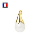 Compagnie gnrale des perles - pendentif fleur vritable perle de culture poire 9 - 10 mm - or jaune ...