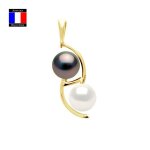 Compagnie g�n�rale des perles - pendentif toi & moi v�ritables perles de tahiti et eau douce 9 - 10 mm ...
