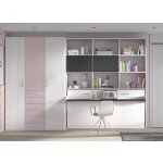 Composition armoire 3 portes 6 tiroirs + lit 90 x 190 escamotable horizontal bibliothèque avec plateau ... Composition armoire 3 portes 6 tiroirs + lit 90 x 190 escamotable horizontal bibliothèque avec plateau ...