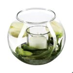 Composition florale artificielle bougie vase verre h10cm - atmosphera createur dinterieur