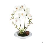 Composition d orchid�es artificielles vase c�ramique h46cm - atmosphera createur dinterieur - blanc