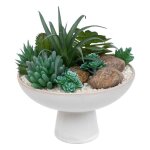 Composition plantes grasses artificielles h20cm blanc - atmosphera cr�ateur dint�rieur