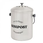 Composteur, bac, poubelle  compost de cuisine 5l rond en inox - beige - linxor