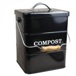 Composteur, bac, poubelle  compost de cuisine rectangle - 3 l - noir - linxor