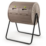 Composteur de jardin � tambour 142 l costway 2 chambres 2 portes verrouillables bac � compost rotatif ...