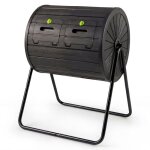 Composteur de jardin � tambour 142 l costway 2 chambres 2 portes verrouillables bac � compost rotatif ...