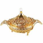 Compote de table / plateau de service de style oriental en acier plaqu� or