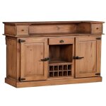 Comptoir bar style industriel bois massif clair edgar - 180cm - 2 portes - 3 tiroirs