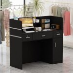 Bureau de rception avec 3 tiroirs et porte comptoir d?accueil avec plan de travail bureau et salon 120 ...