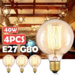 Con® 4x ampoules e27 40w vintage ampoule a incandescence globe g80 Con® 4x ampoules e27 40w vintage ampoule a incandescence globe g80