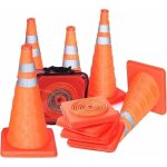 C�nes de signalisation pliables - zor� - lot de 5 - 457 cm - tissu oxford - 2 bandes r�fl�chissantes ...