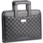 Conf�rencier a4 avec poign�es et calculatrice - collection damiers - noir - cristo