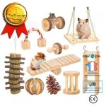 Jouet pour rongeur - confo - ensemble de 10 pices - bois naturel - accessoires dexercice - couleurs ...