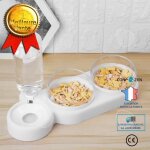 Gamelle 3 en 1 - confo - distributeur deau - double gamelle - rotation 360 - blanc