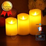 Bougies led - confo - 3 pices - cire vritable - tlcommande - blanc ivoire