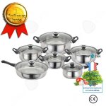 Confo batterie acier massif 12 pcs - marmites casserole pole couvercles - tous feux dont induction