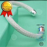 Confo bracelet en argent pour femme  la mode plaqu argent jonc tube net bracelet femme bijoux cratifs ...