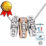 Confo® dames collier or argent mode dames 3 anneau collier pendentif À la main exquis cadeau couple collier ... Confo® dames collier or argent mode dames 3 anneau collier pendentif À la main exquis cadeau couple collier ...