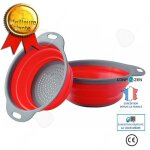 Ensemble de passoire pliable - confo - paquet de 2 - silicone - rouge - rtractable