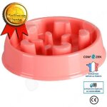 Gamelle anti glouton - confo - rose - plastique - pour chien et chat - sre et non toxique