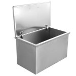 Cong�lateur coffre 122 l glaci�re encastrable en inox bac � glace avec couvercle � charni�re et bonde ...