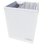 Cong�lateur coffre vitr� 97l - vitre plate coulissante - - 18�c - panier inclus - roulettes - blanc