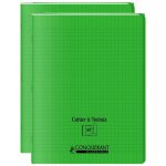 Conqurant lot de 2 cahiers  rabat agraf 24x32cm 96p 90g grands carreaux polypro vert