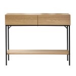 Calicosy - console 2 tiroirs 1 tablette décor bois - l100cm - bois clair Calicosy - console 2 tiroirs 1 tablette décor bois - l100cm - bois clair