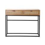 Calicosy - console 2 tiroirs avec cannage rotin l100cm - jaya - bois clair