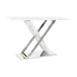 Console - argent� / blanc / gris - imitation marbre - 120x40x75cm