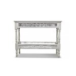 Console en bois cerus blanc - decoration dautrefois - style campagne - tiroir(s) - 98x35x77cm