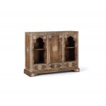 Console en bois massif - giner y colomer - 1 porte 3 tiroirs - teinte naturelle et blanche
