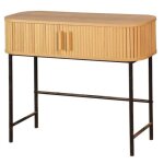 Console en mdium avec poignes 2 portes pieds en mtal