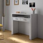Console bureau 2 tiroirs 99x36x88 cm blanc