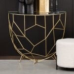 Console demi - lune vintage 90x46x76 cm en mtal dor et verre - mooza