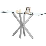 Console design plateau en miroir avec pi�tement en acier inoxydable poli collection russo l. 150 x p. ...