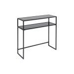 Console double plateau - loft - verre et acier noir - hauteur 80 cm - longueur 85 cm - poids 10. 2 kg ...