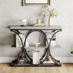 Console �troite - lunsy - 100x30x799 cm - gris - 3 niveaux de rangement - style industriel - construction ...